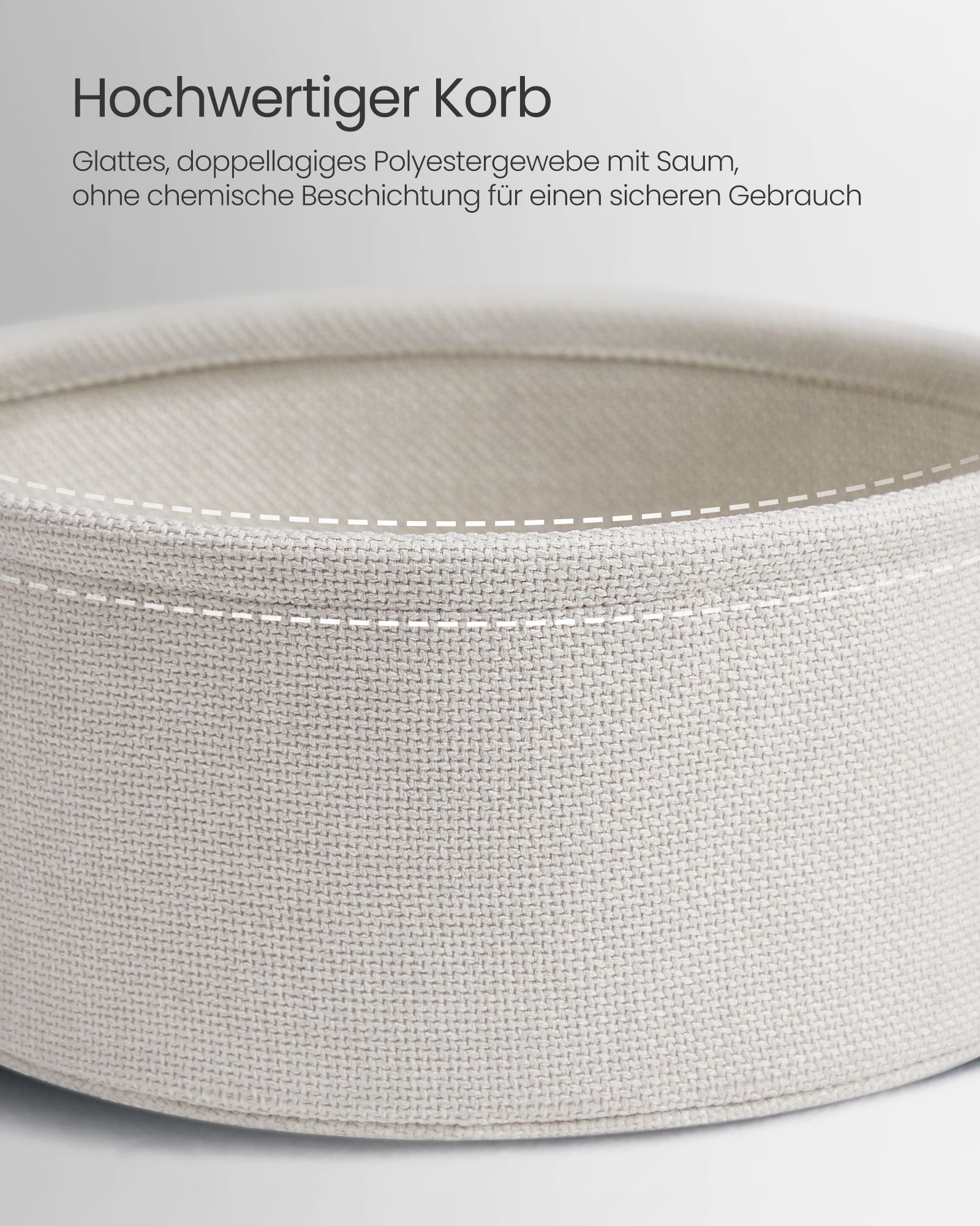 Rundt sidebord med stoffkurv, 50 cm – grå