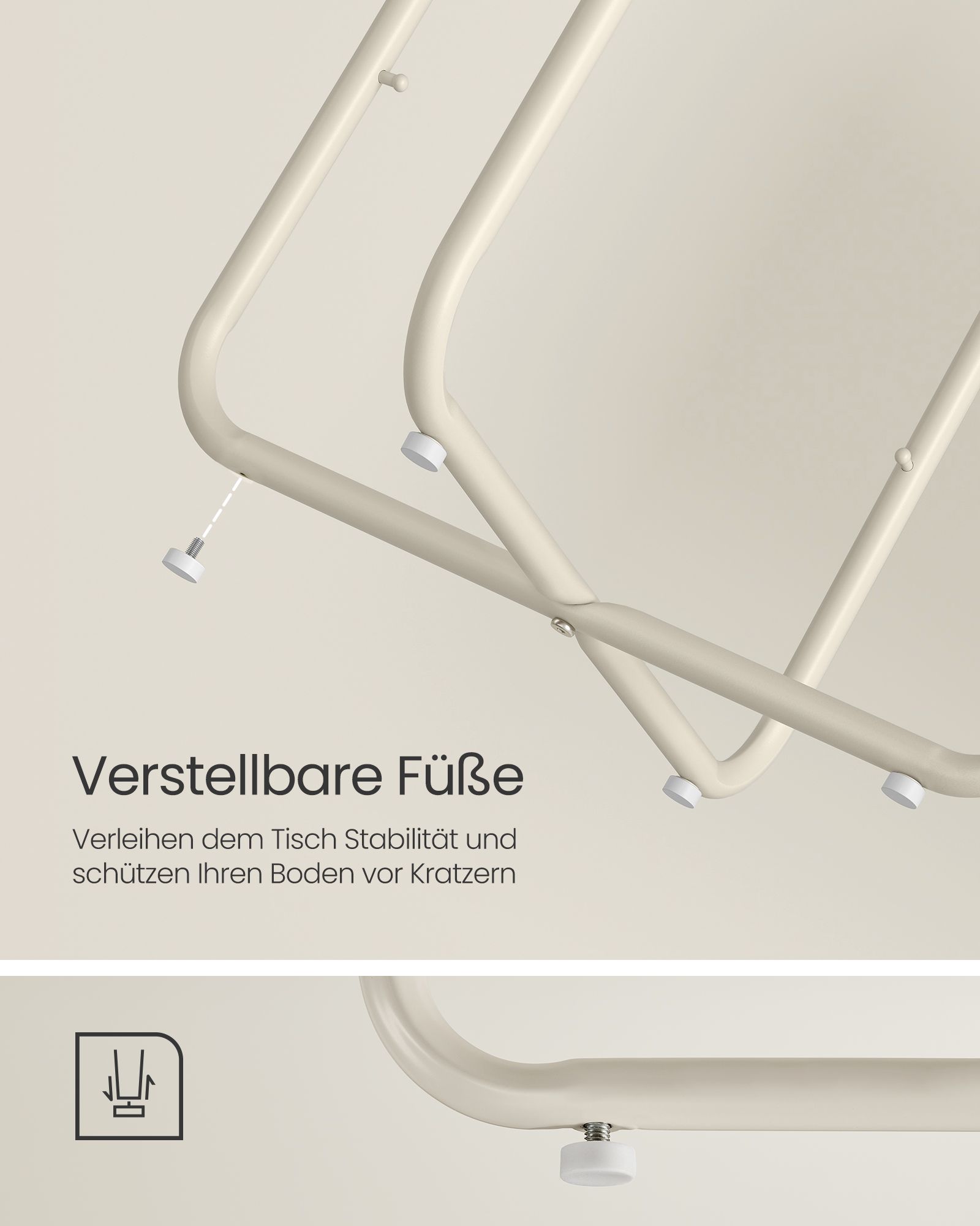 Rundt nattbord med stoffkurv – 50 cm, kremhvit