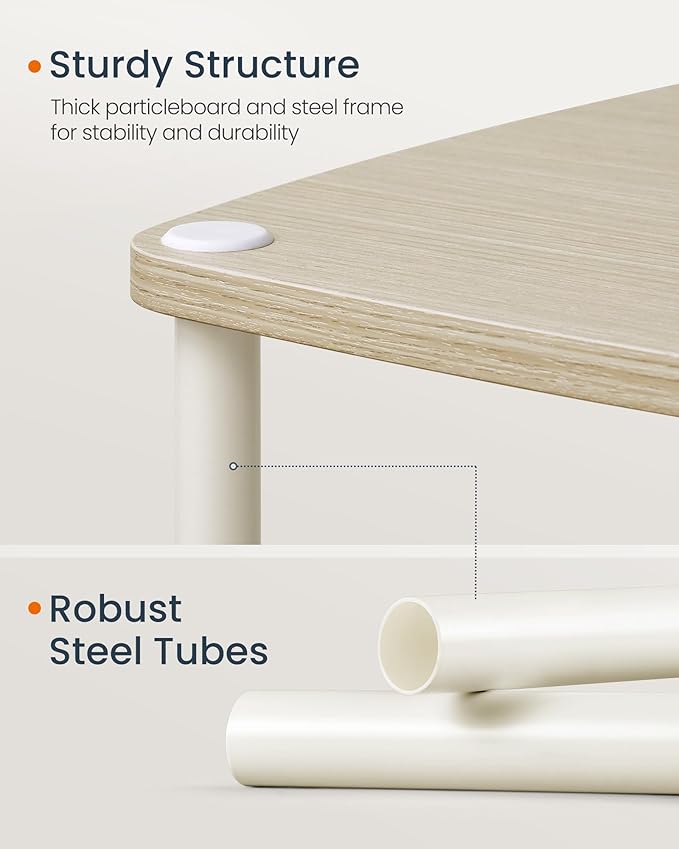 Beige sidebord 30 × 34 × 58 cm med stoffskuff og 3 hyller