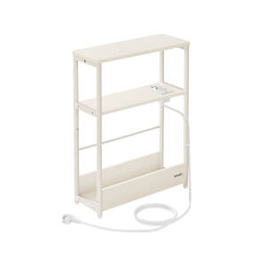 Smalt sidebord med innebygd grenuttak – 18 x 45 x 58 cm, kremhvit