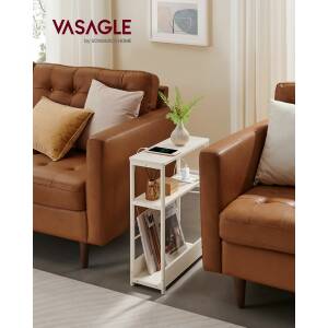 Smalt sidebord med innebygd grenuttak – 18 x 45 x 58 cm, kremhvit