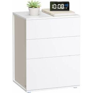 Nattbord i tofarget design – 3 skuffer, matt hvit og cappuccino-beige