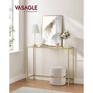 Elegant konsollbord med glass og gullfinish, 100 x 20 x 80 cm