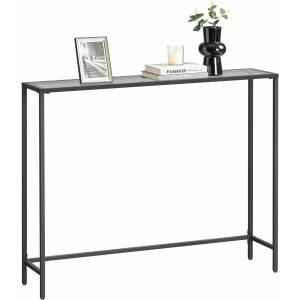 Elegant konsollbord med glass og svart finish, 100 x 20 x 80 cm