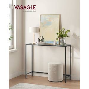 Elegant konsollbord med glass og svart finish, 100 x 20 x 80 cm