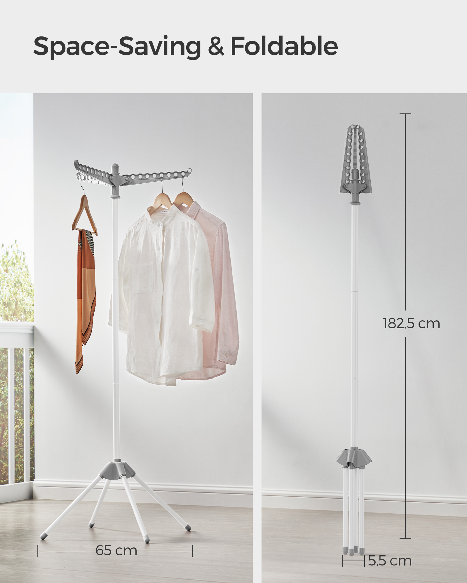 Sammenleggbar tørkestativ (H: 150 cm)