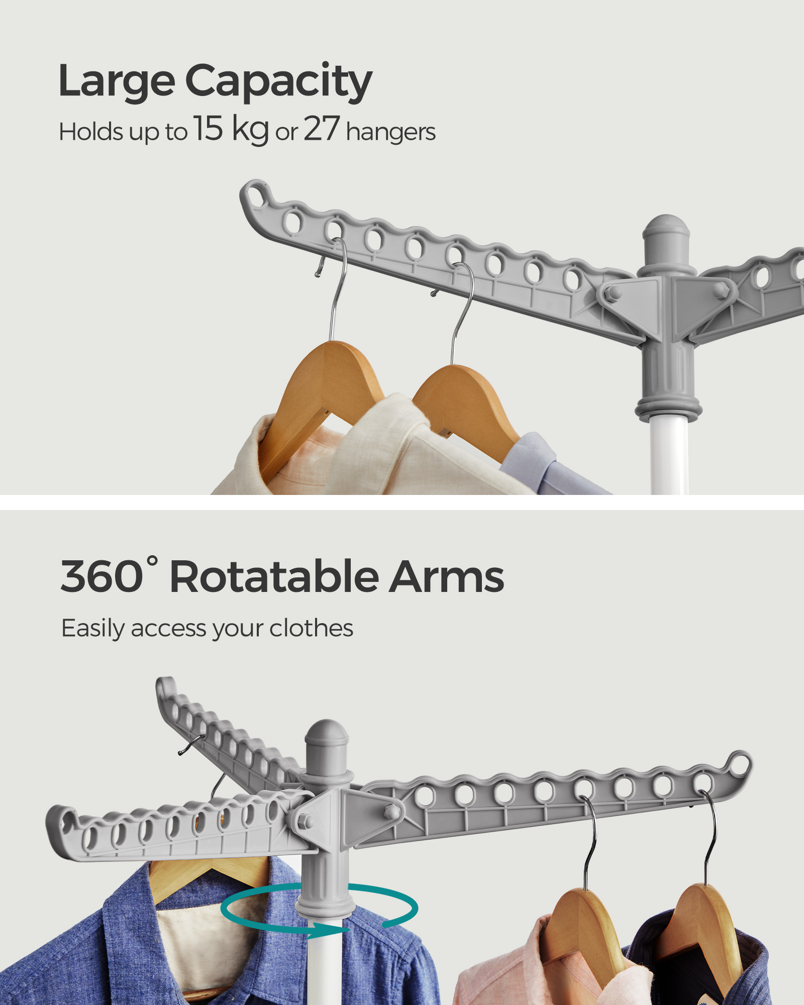 Sammenleggbar tørkestativ (H: 150 cm)