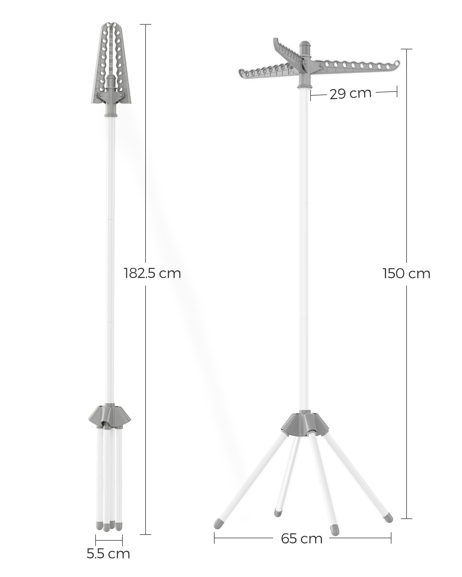 Sammenleggbar tørkestativ (H: 150 cm)