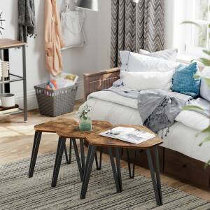 3 stk satsbord – sidebord/sofaborð i vintagebrun finish