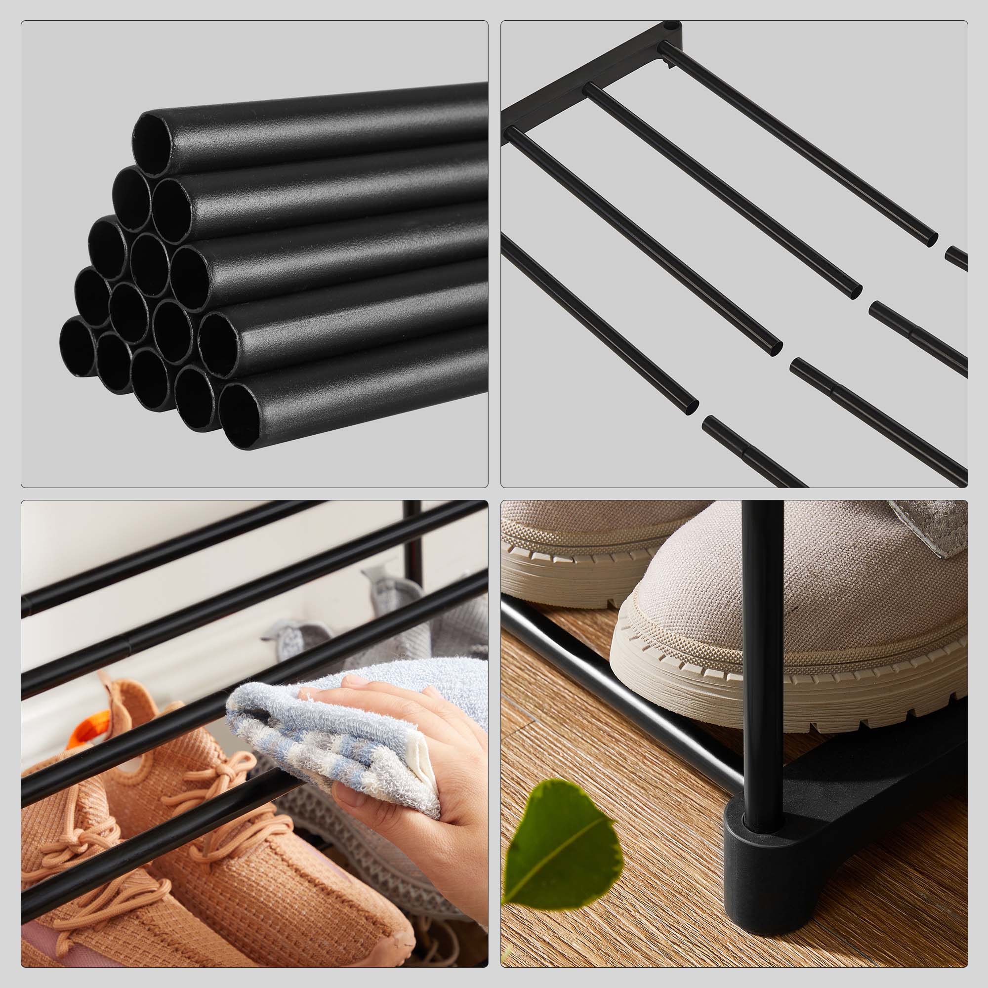 Skohylle i metall med 3 hyller – skoorganisator for oppbevaring