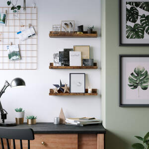 Bildehyller 3-pakning, 38 × 10 × 5 cm – vintage brun