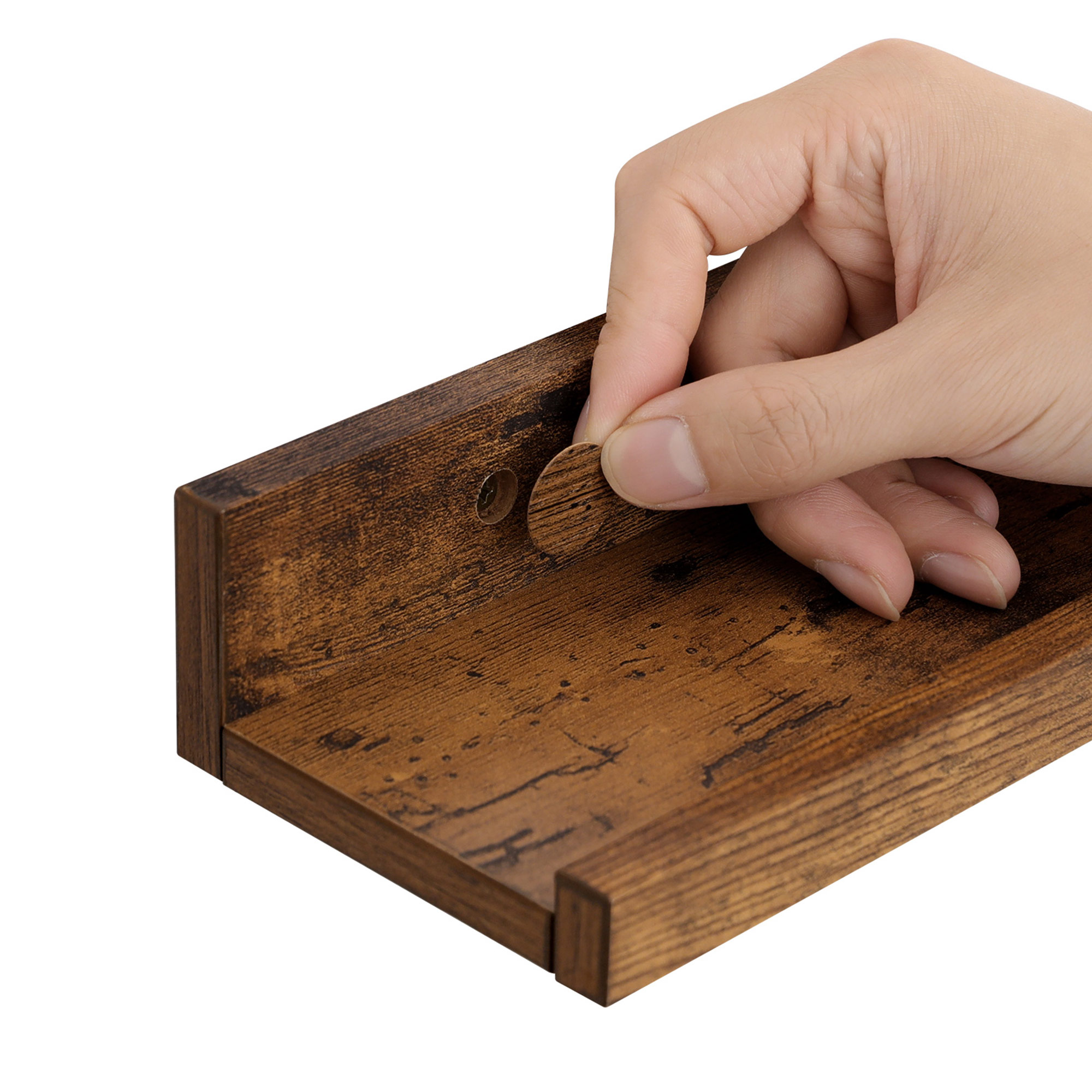 Bildehyller 3-pakning, 38 × 10 × 5 cm – vintage brun