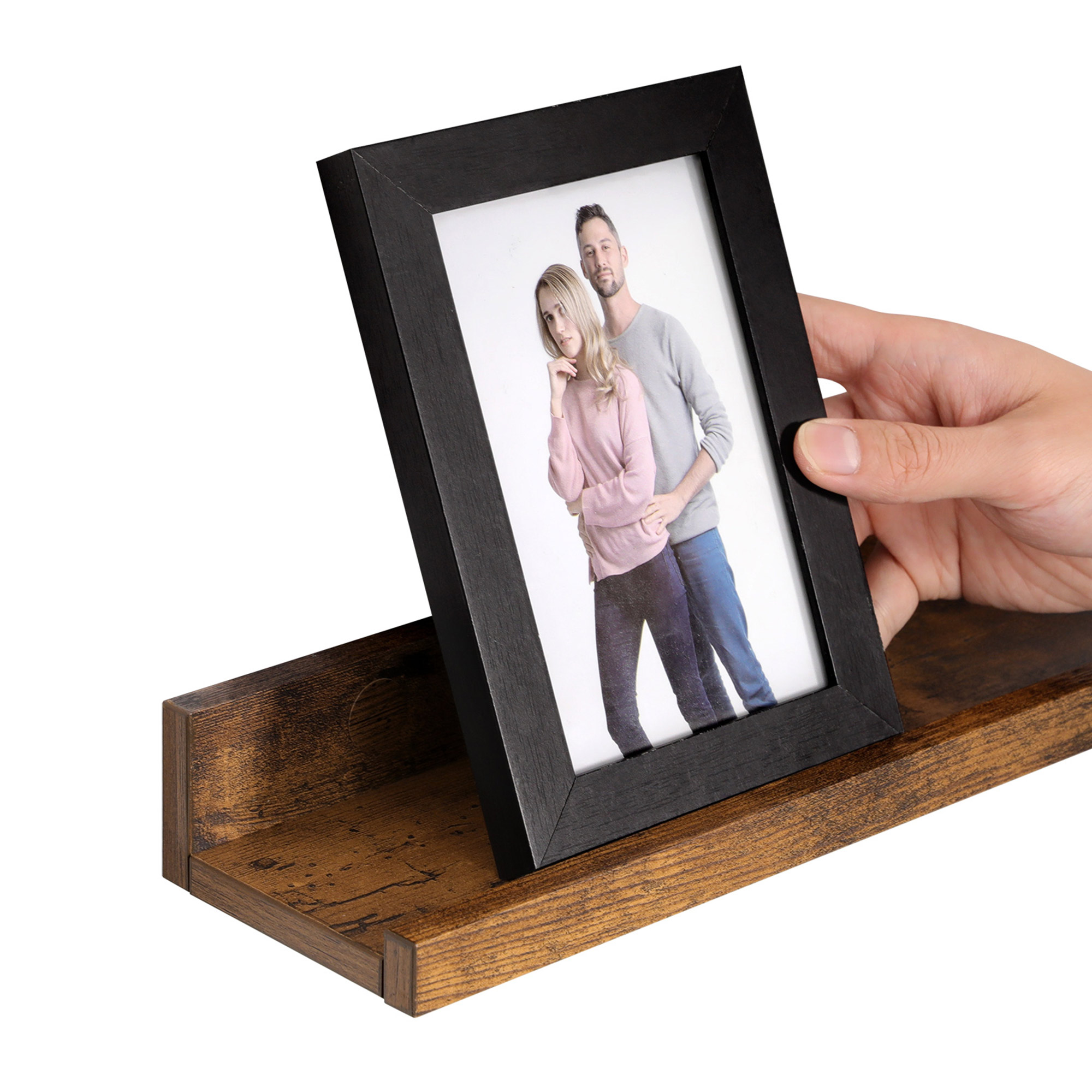 Bildehyller 3-pakning, 38 × 10 × 5 cm – vintage brun