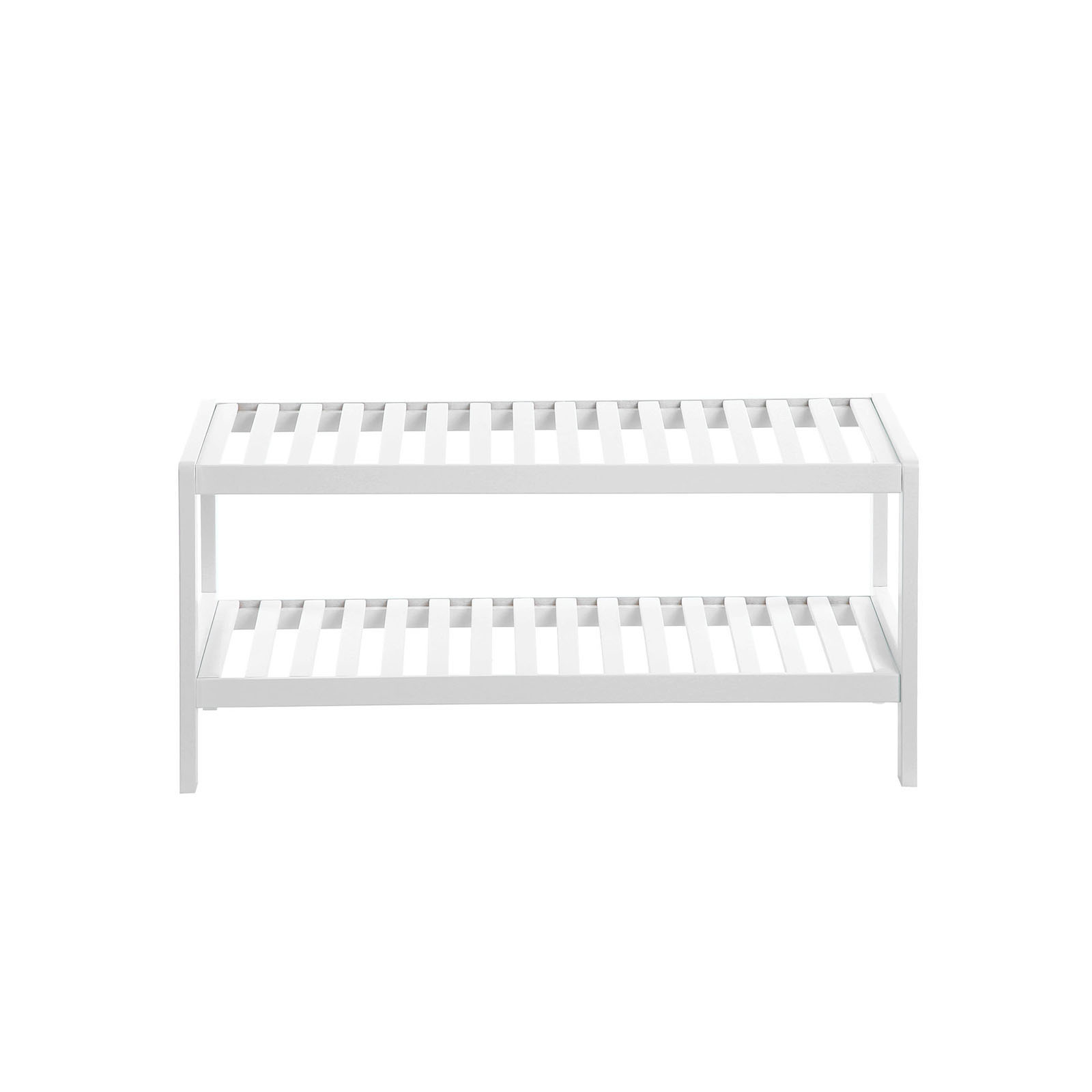 Bambus skohylle og oppbevaringshylle, hvit, 2 plan, 70 × 26 × 33 cm