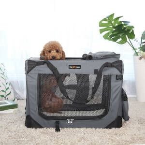 Grå transportveske for hund/katt (M) – 60 x 42 x 42 cm