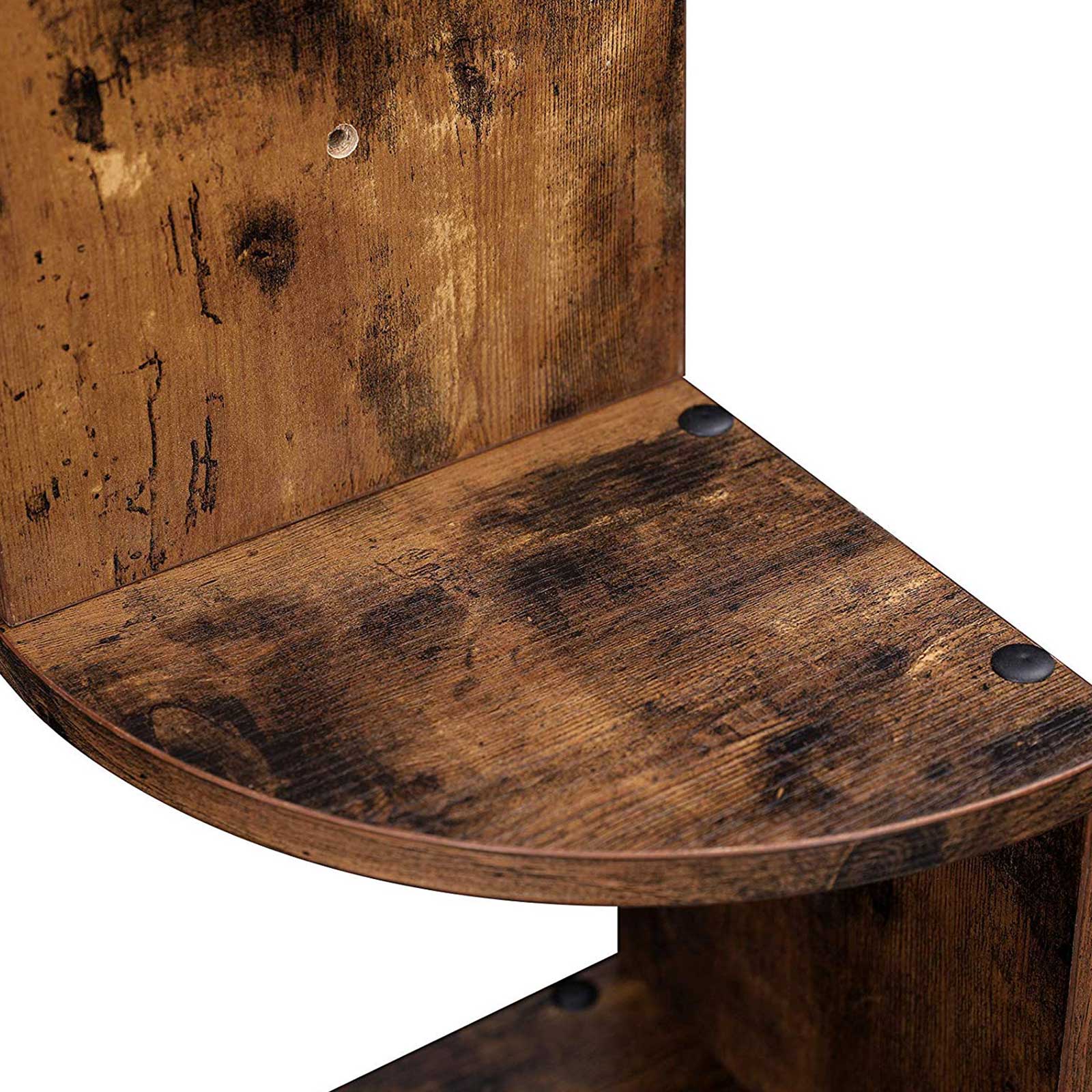 Sikksakk hjørnehylle til vegg, 5 nivåer – vintage brun-svart