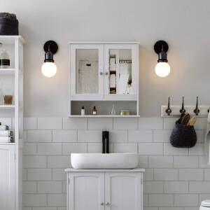 Speilskap med veggmontering for bad – 56 × 13 × 58 cm