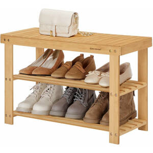 Elegant skostativ i bambus – naturlig oppbevaring med stabil konstruksjon