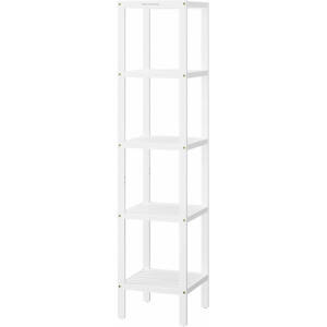 Baderomshylle i tre, 5 nivåer – slankt design i hvit, 33 × 33 × 146 cm