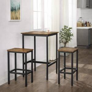 Barbord i industriell vintage-stil, 60 x 60 x 92 cm, brun-svart