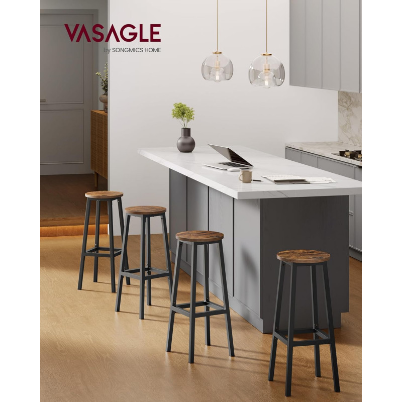 Barstoler 2-pakning – vintage brun, fotstøtte, setehøyde 72 cm