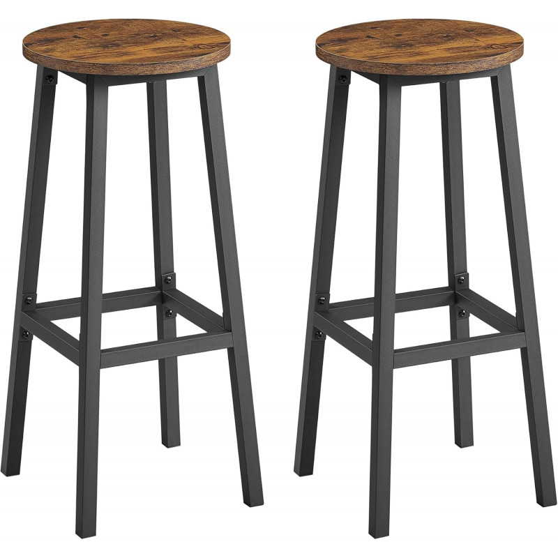 Barstoler 2-pakning – vintage brun, fotstøtte, setehøyde 72 cm