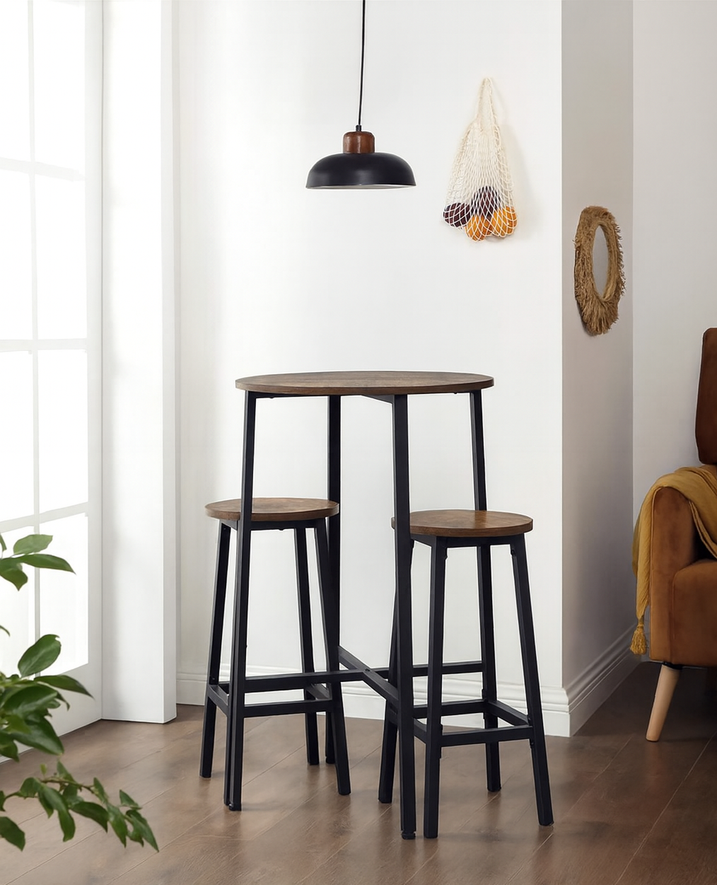 Barstoler 2-pakning – vintage brun, fotstøtte, setehøyde 72 cm