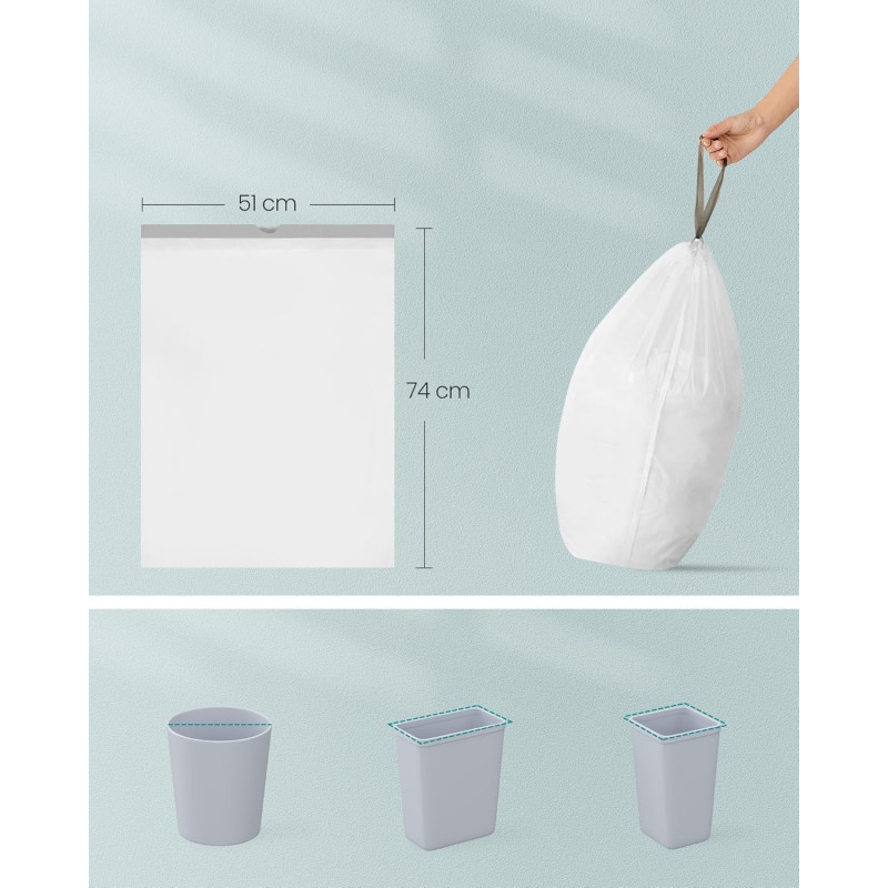 Ekstra sterke avfallsposer med snorlukking – 80 stk, 30 L