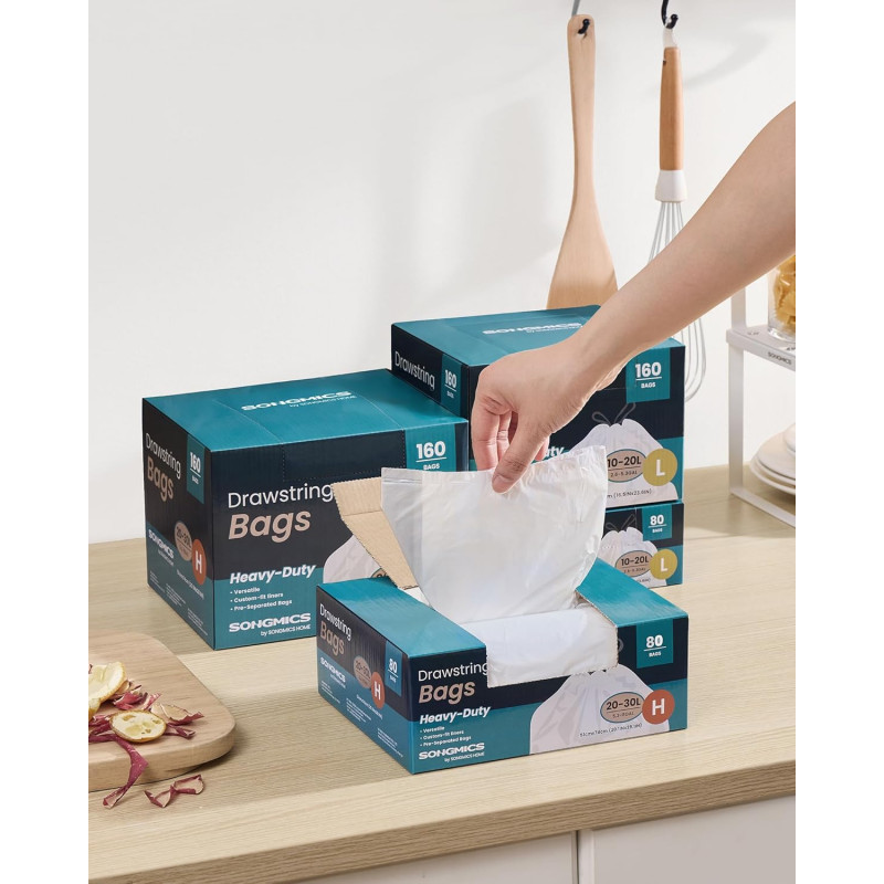 Ekstra sterke avfallsposer med snorlukking – 80 stk, 30 L