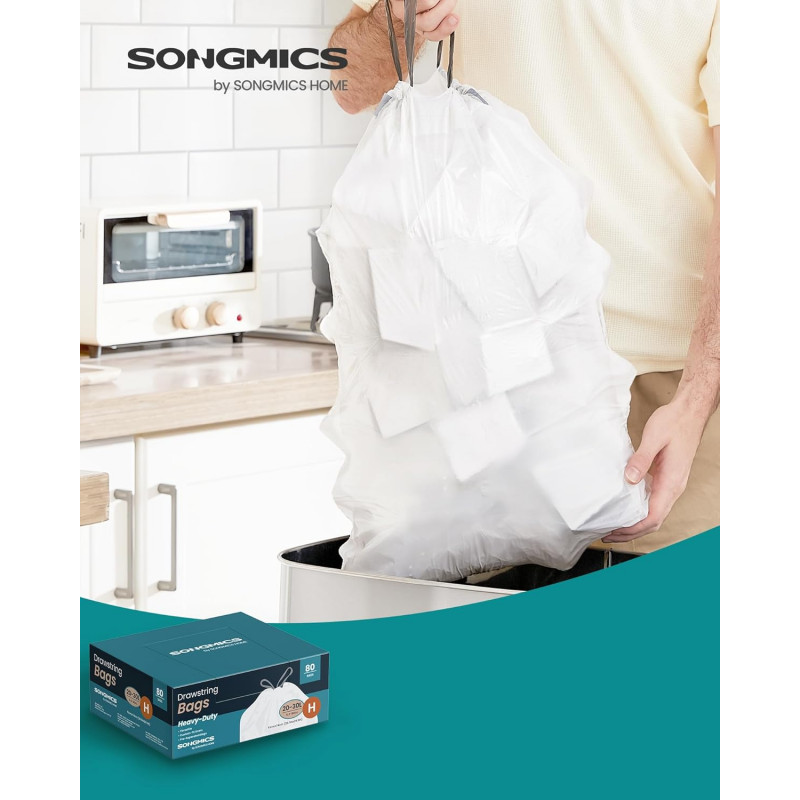 Ekstra sterke avfallsposer med snorlukking – 80 stk, 30 L