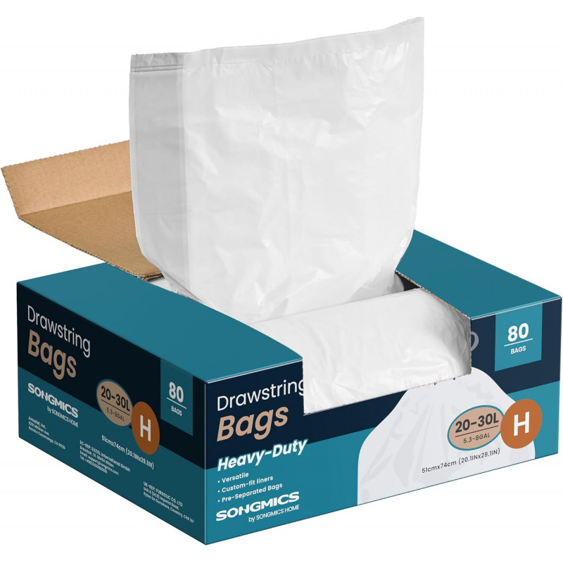 Ekstra sterke avfallsposer med snorlukking – 80 stk, 30 L