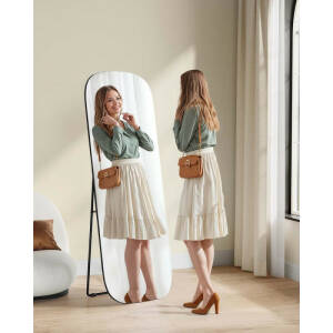 Frittstående gulvspeil – 160 × 50 cm, blekksvart ramme i aluminium