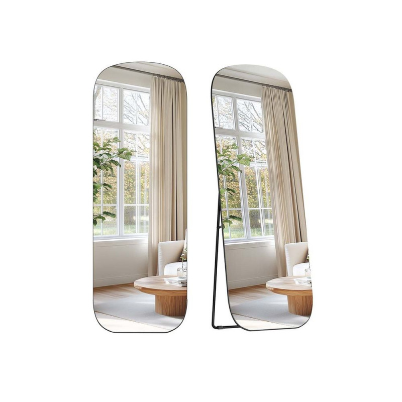 Frittstående gulvspeil – 160 × 50 cm, blekksvart ramme i aluminium