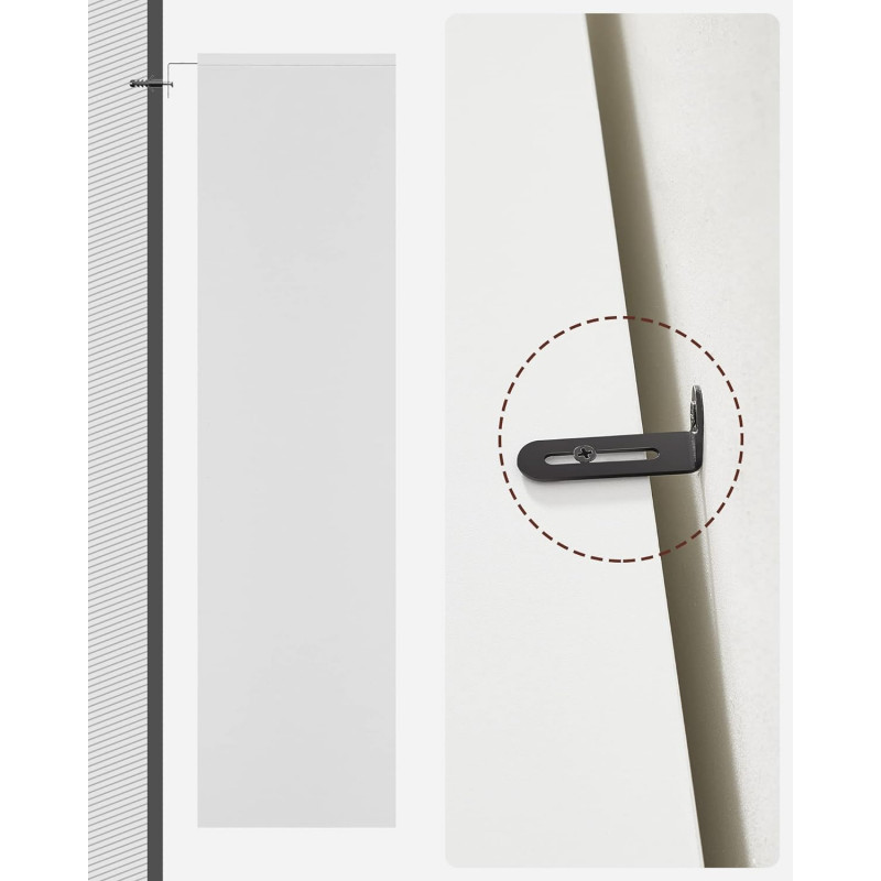 Hvit bokhylle 60 × 24 × 121 cm – 3 justerbare hyller