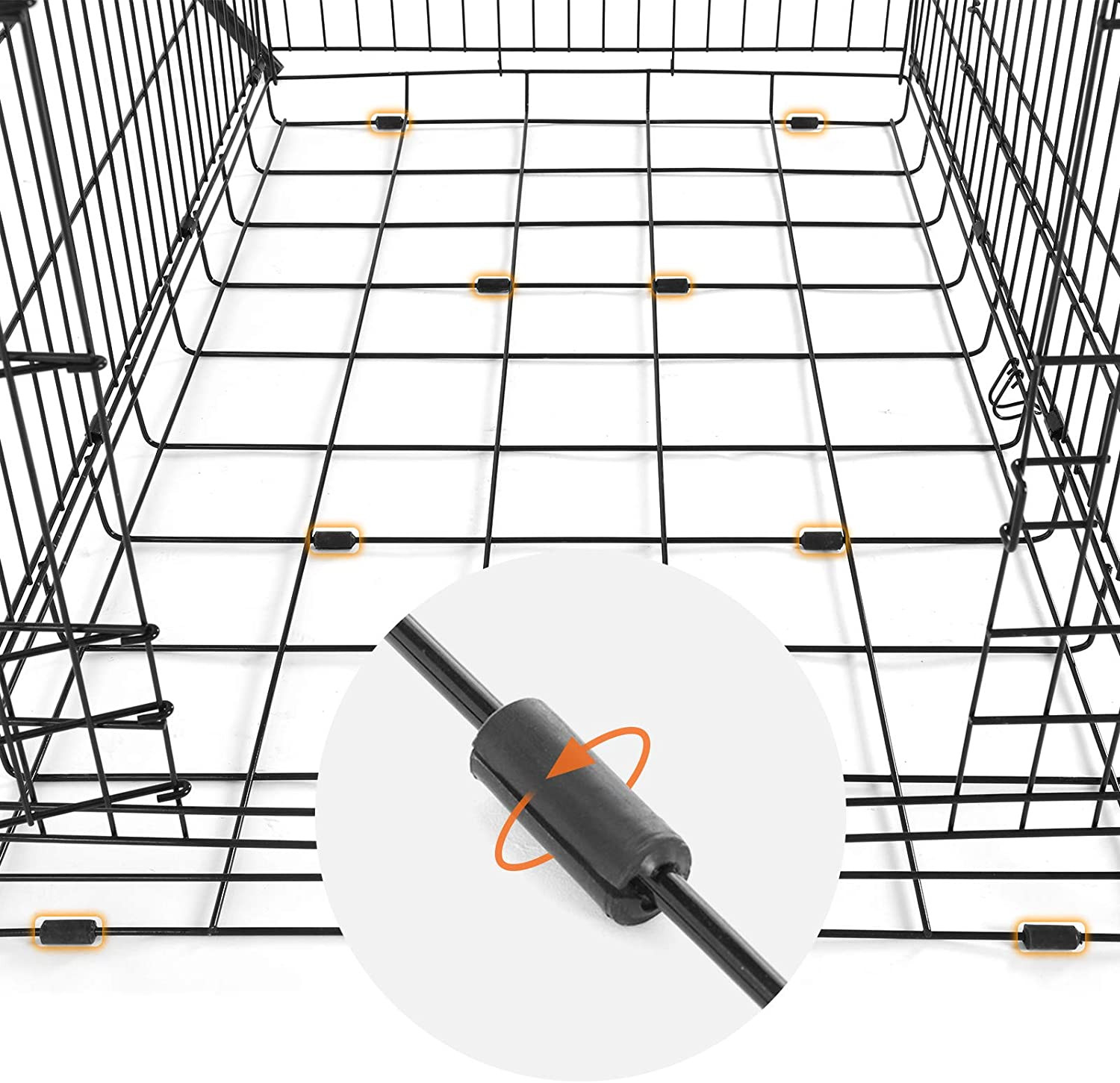 XXL Hundebur i Metall 122x74x80,5 cm – Svart med 2 Dører