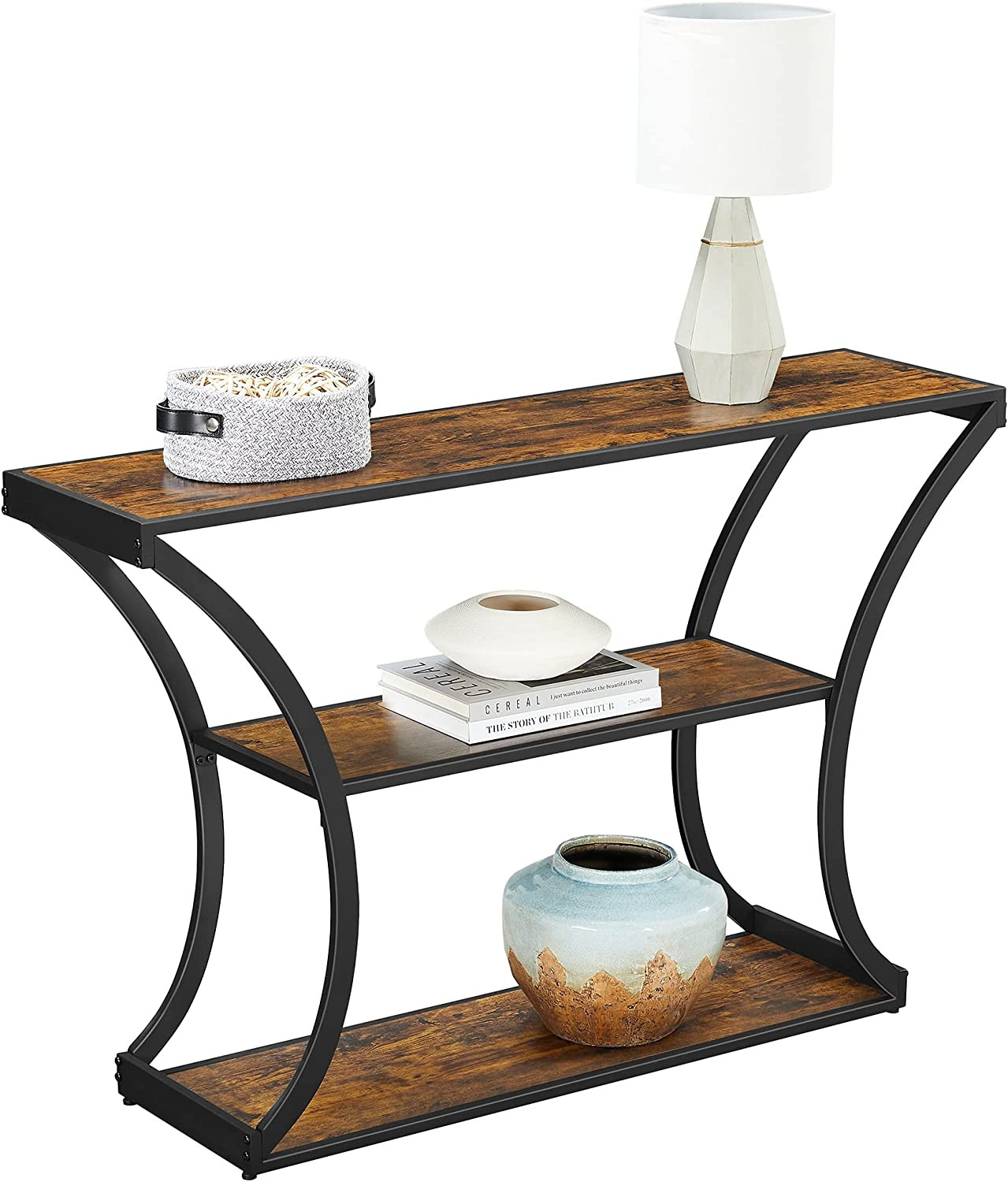 Konsollbord med Buede Ben – Avlastningsbord 120 x 30 x 80 cm Vintage Brun/Svart