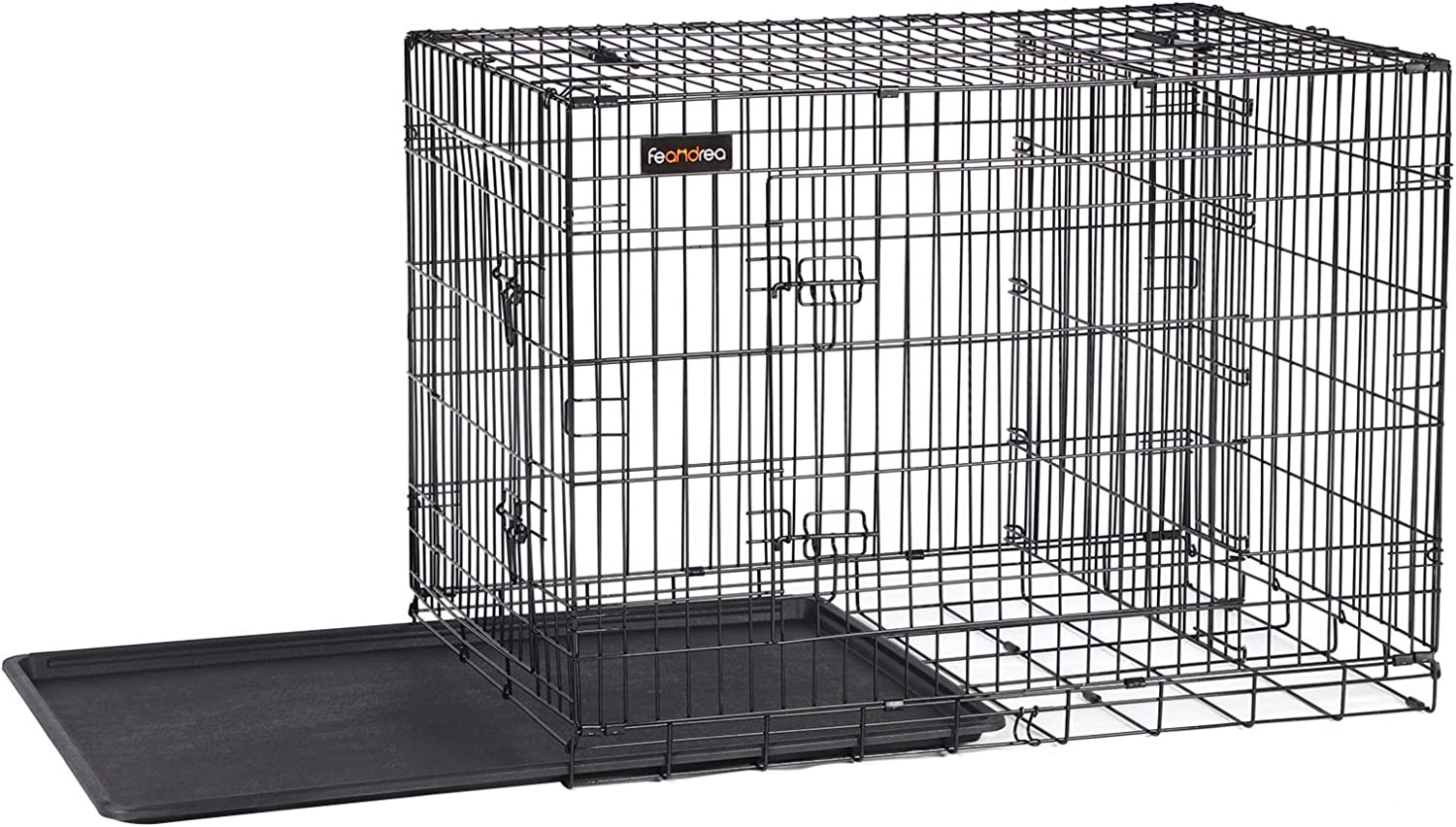 XXL Hundebur i Metall 122x74x80,5 cm – Svart med 2 Dører