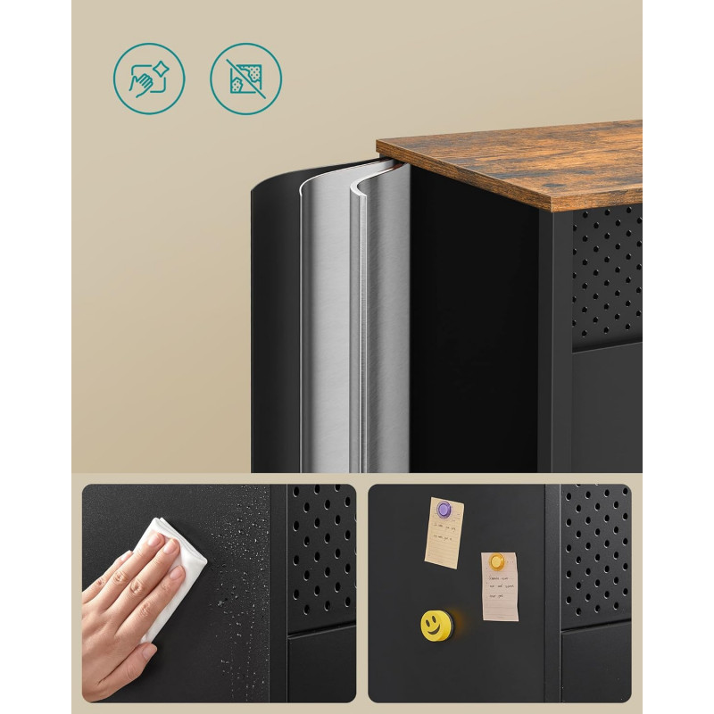 Industriell skjenk i vintagebrun/mattsvart – 110 × 40 × 76 cm