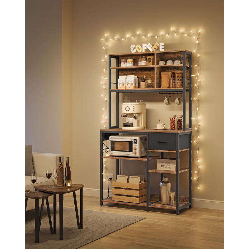 Kjøkkenhylle 100 × 40 × 180,4 cm med integrert stikkontakt – vintagebrun