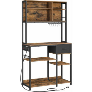 Kjøkkenhylle 100 × 40 × 180,4 cm med integrert stikkontakt – vintagebrun