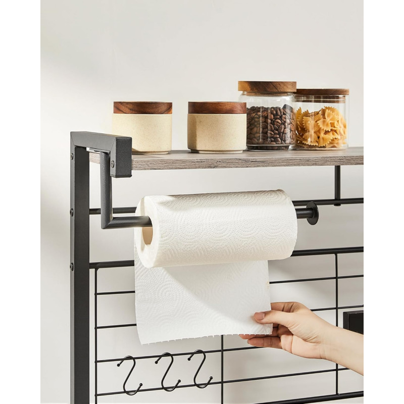 Kjøkkenmodul 90 × 42 × 167,4 cm med arbeidsbenk, hyller, kroker, tørkerullholder og knivmagnet