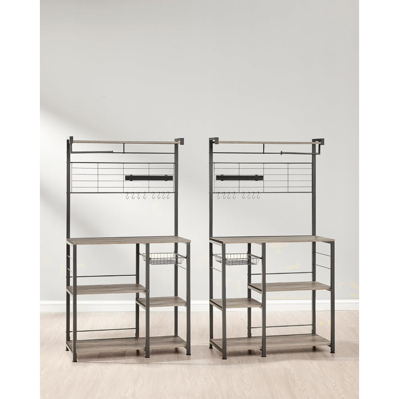 Kjøkkenmodul 90 × 42 × 167,4 cm med arbeidsbenk, hyller, kroker, tørkerullholder og knivmagnet