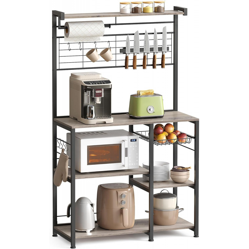 Kjøkkenmodul 90 × 42 × 167,4 cm med arbeidsbenk, hyller, kroker, tørkerullholder og knivmagnet