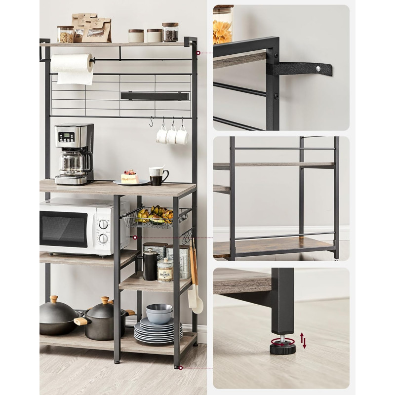 Kjøkkenmodul 90 × 42 × 167,4 cm med arbeidsbenk, hyller, kroker, tørkerullholder og knivmagnet