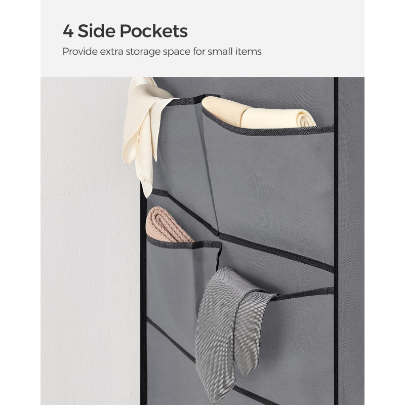 Klesskap i stoff med dobbel klesstang – lysegrå, 127 × 45 × 176 cm