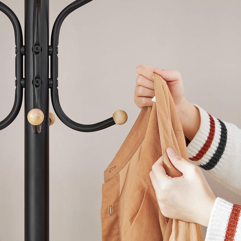 Klesstativ / stumtjener i metall – 182 cm, svart-eik