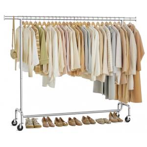 Kraftig klesstativ med hjul – 110 kg, uttrekkbar stang 160–200 cm