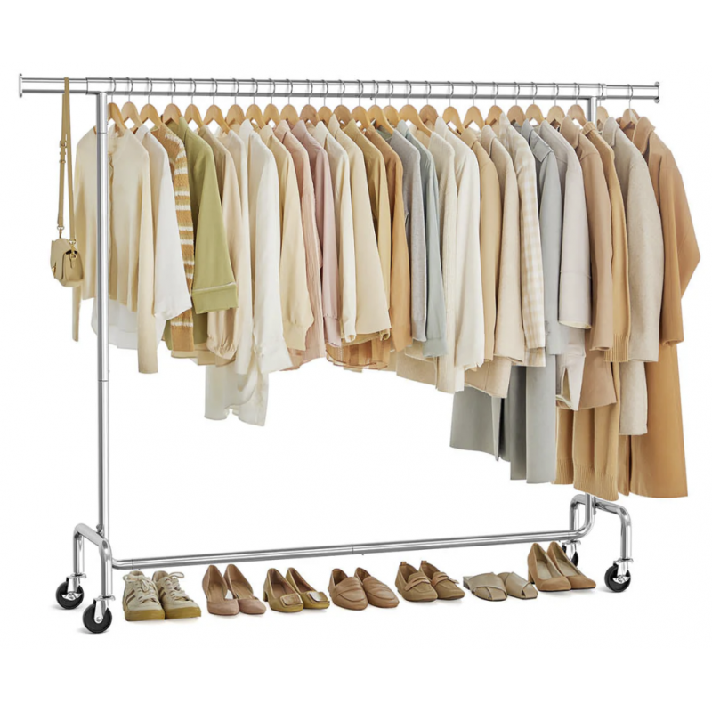 Kraftig klesstativ med hjul – 110 kg, uttrekkbar stang 160–200 cm