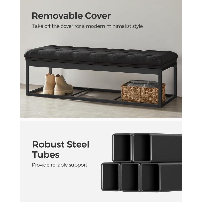 Oppbevaringsbenk 110 cm – tuftett sittebenk med 103 L volum og 300 kg kapasitet