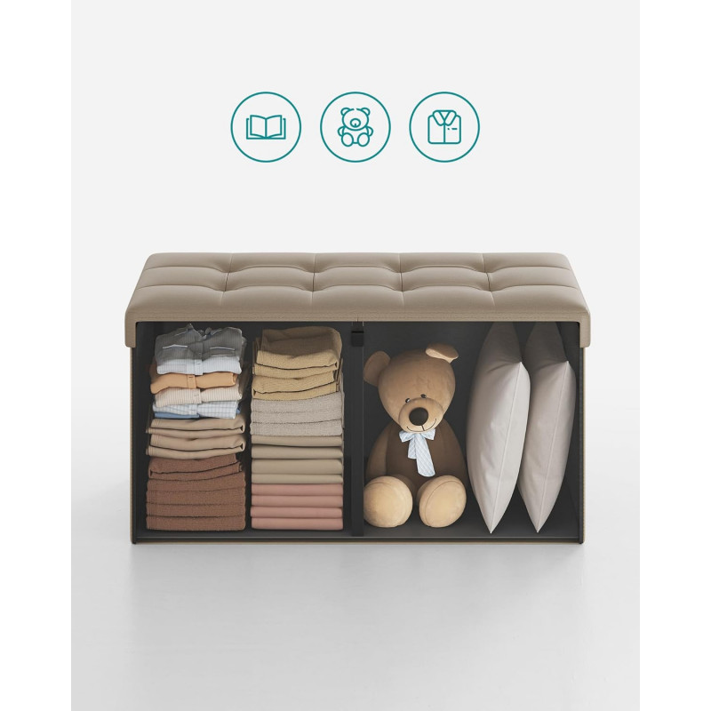 Oppbevaringsbenk i kamelbrunt skinn – 76 cm, 38 × 76 × 38 cm